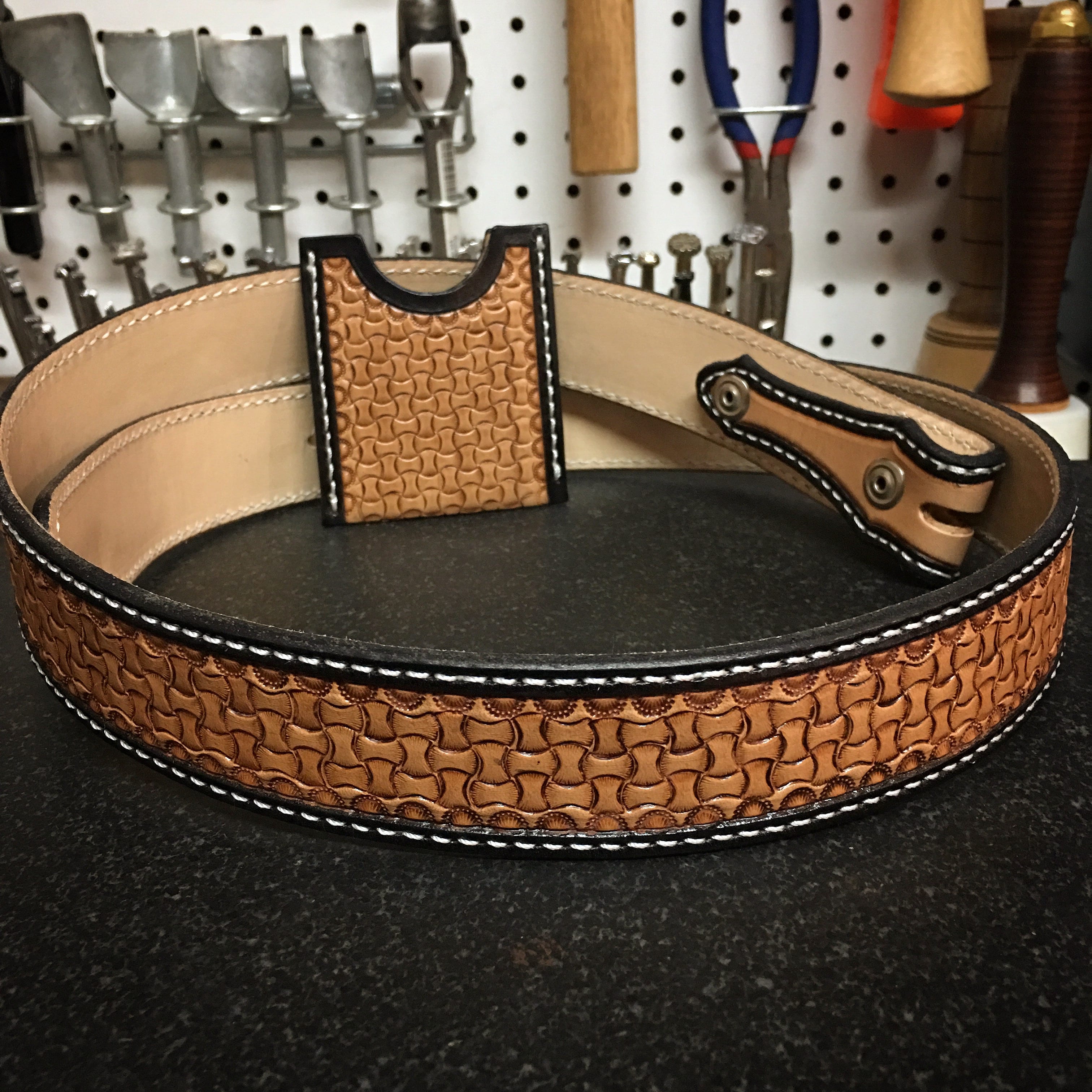 Custom Tooled Adult Leather Belt